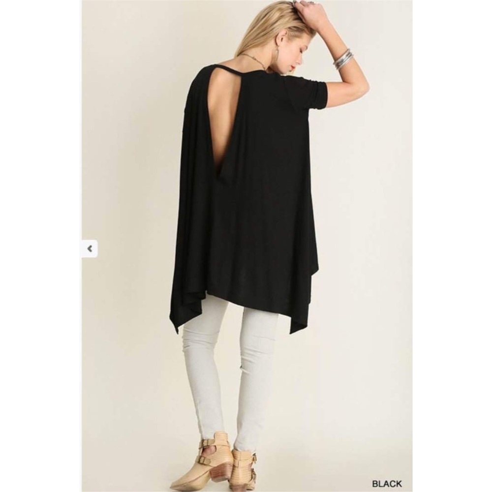 UJ Black Sharkbite Hem Open Back Tunic